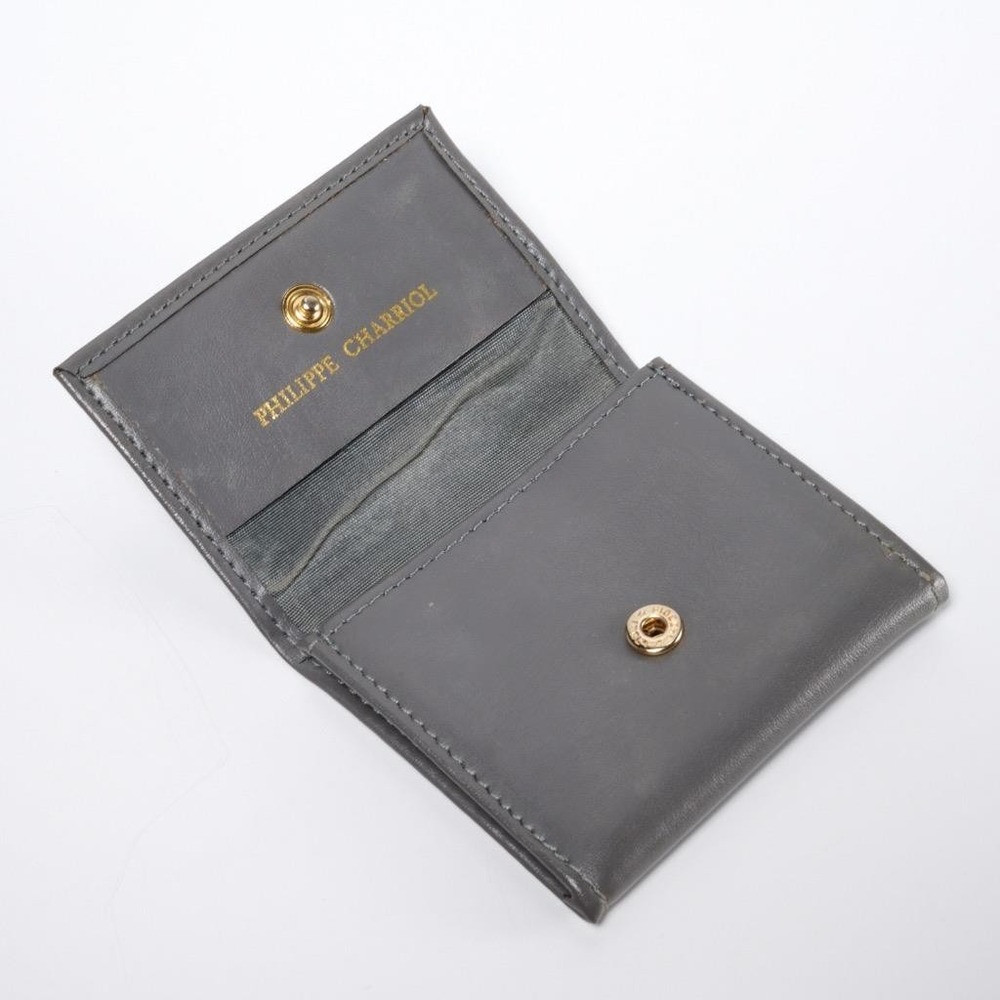 Vintage Grey Leather Philippe Charriol Small Wallet Coin Purse W/ Button Pocket - Picture 4 of 6